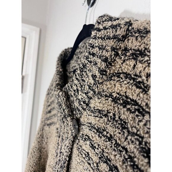 Monto Sweater Women M Tan Chunky Knit Striped Neutral Classic Old Money Preppy - Picture 8 of 11